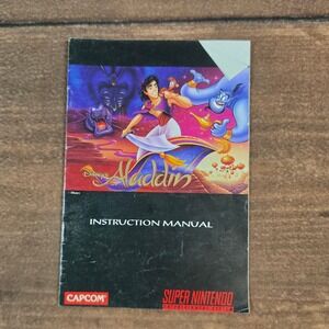 Capcom Disney Aladdin SNES Instruction Manual Black Fair Vintage 1993 SNES